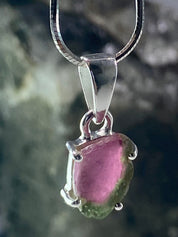 Watermelon Tourmaline Slice Silver pendant