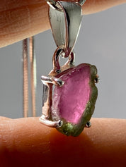 Watermelon Tourmaline Slice Silver pendant