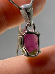 Watermelon Tourmaline Slice Silver pendant