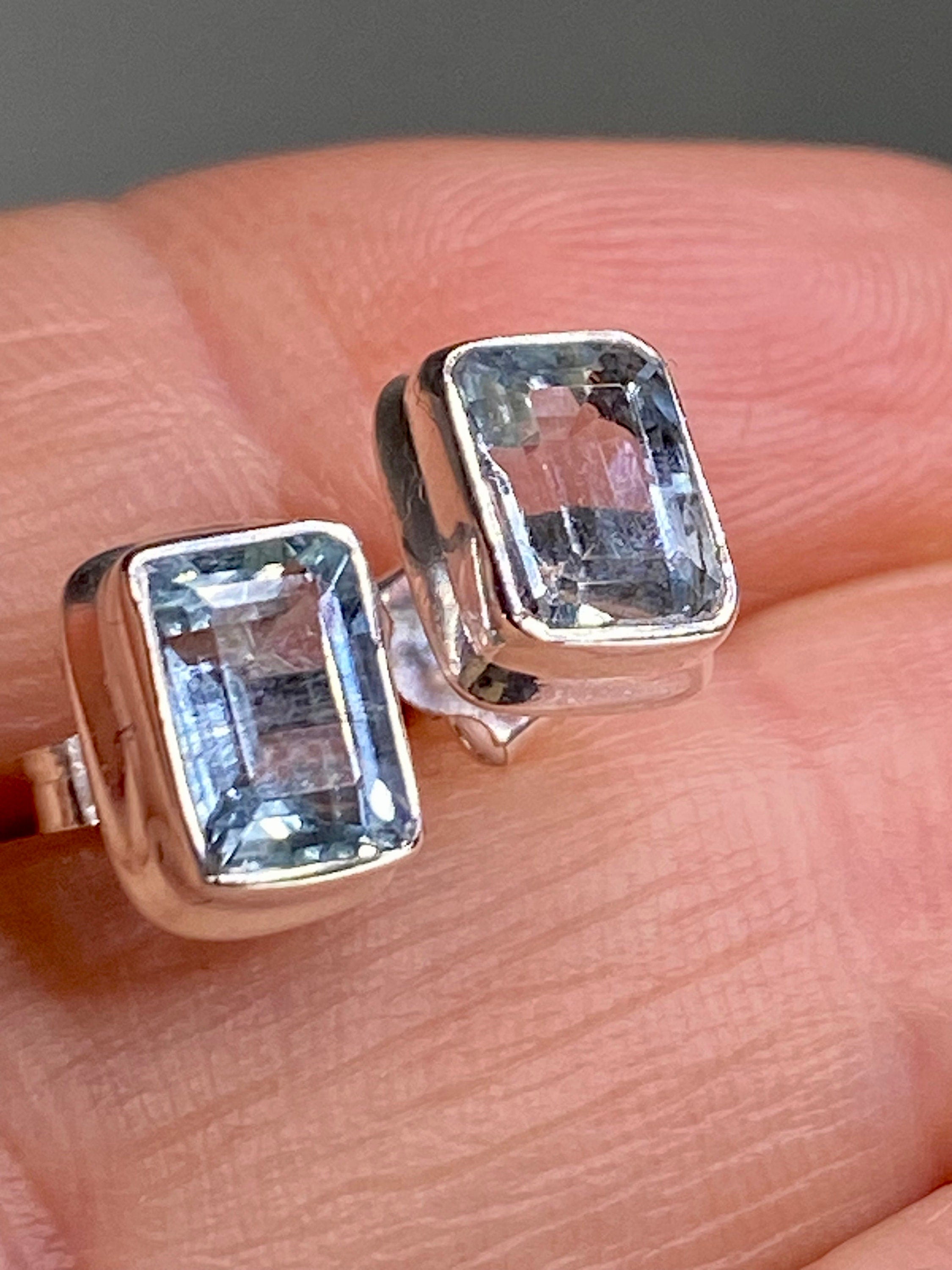 High Quality Natural Aquamarine and Silver Earrings