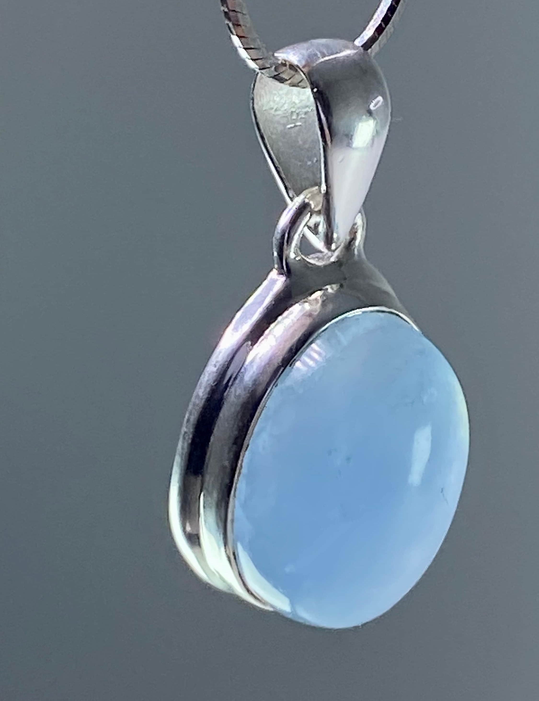 High Quality Natural Aquamarine and Silver Pendant