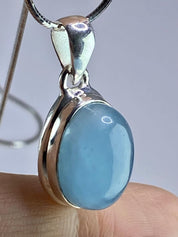 High Quality Natural Aquamarine and Silver Pendant