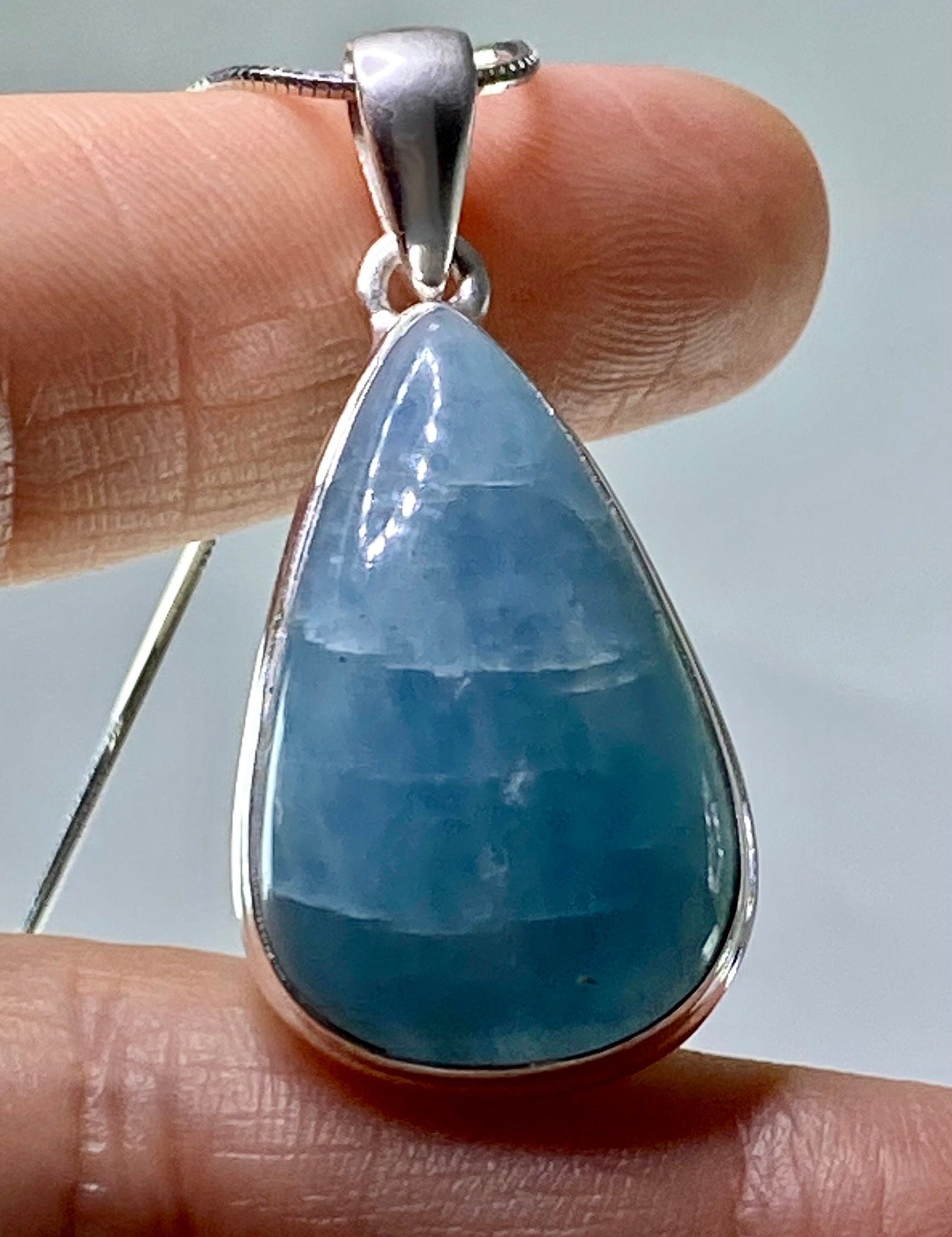 Natural Aquamarine and silver Pendant