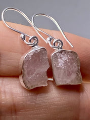 Raw Morganite and Sterling Silver Drop Earrings