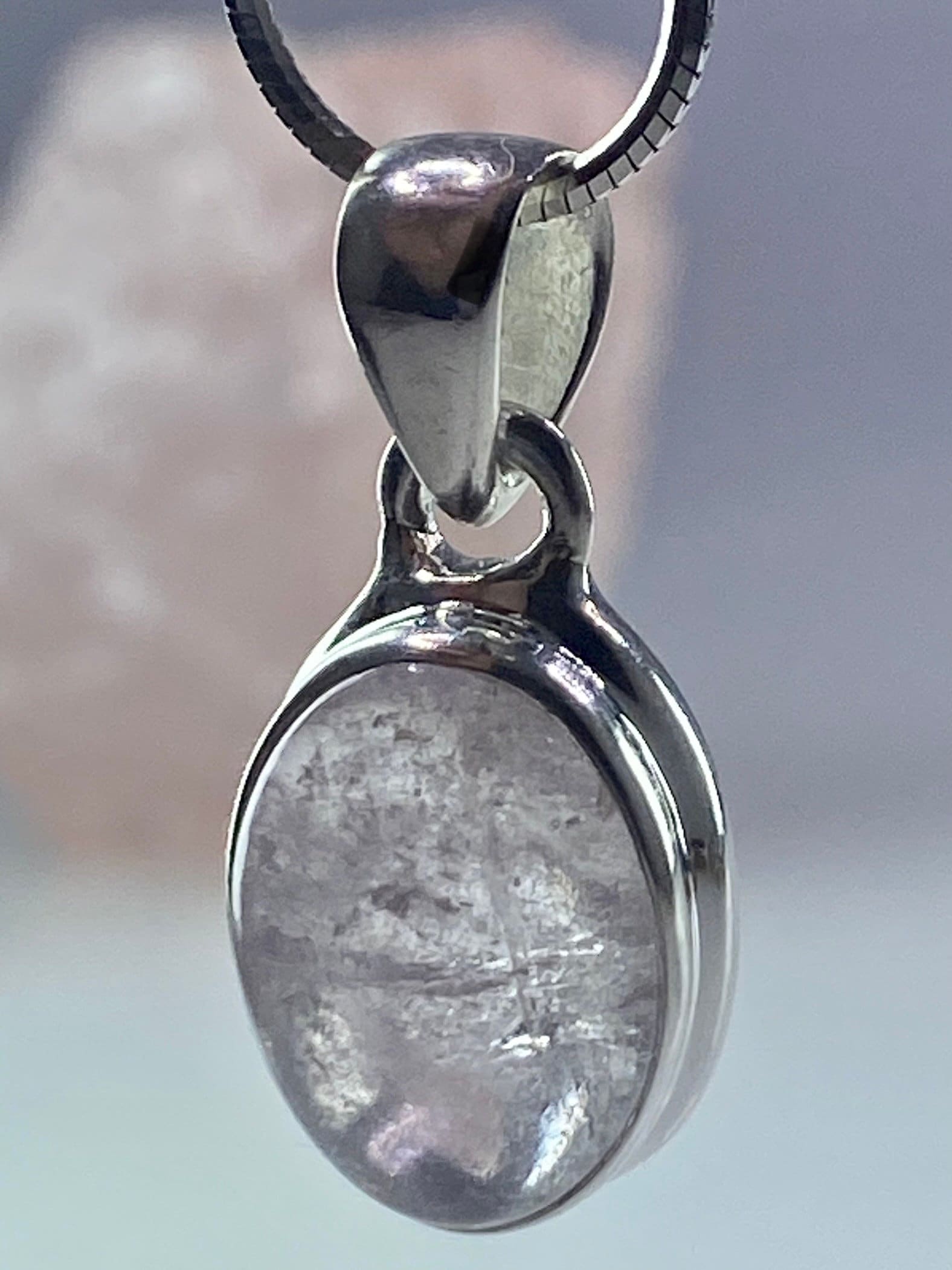 Natural Morganite and Sterling Silver Pendant