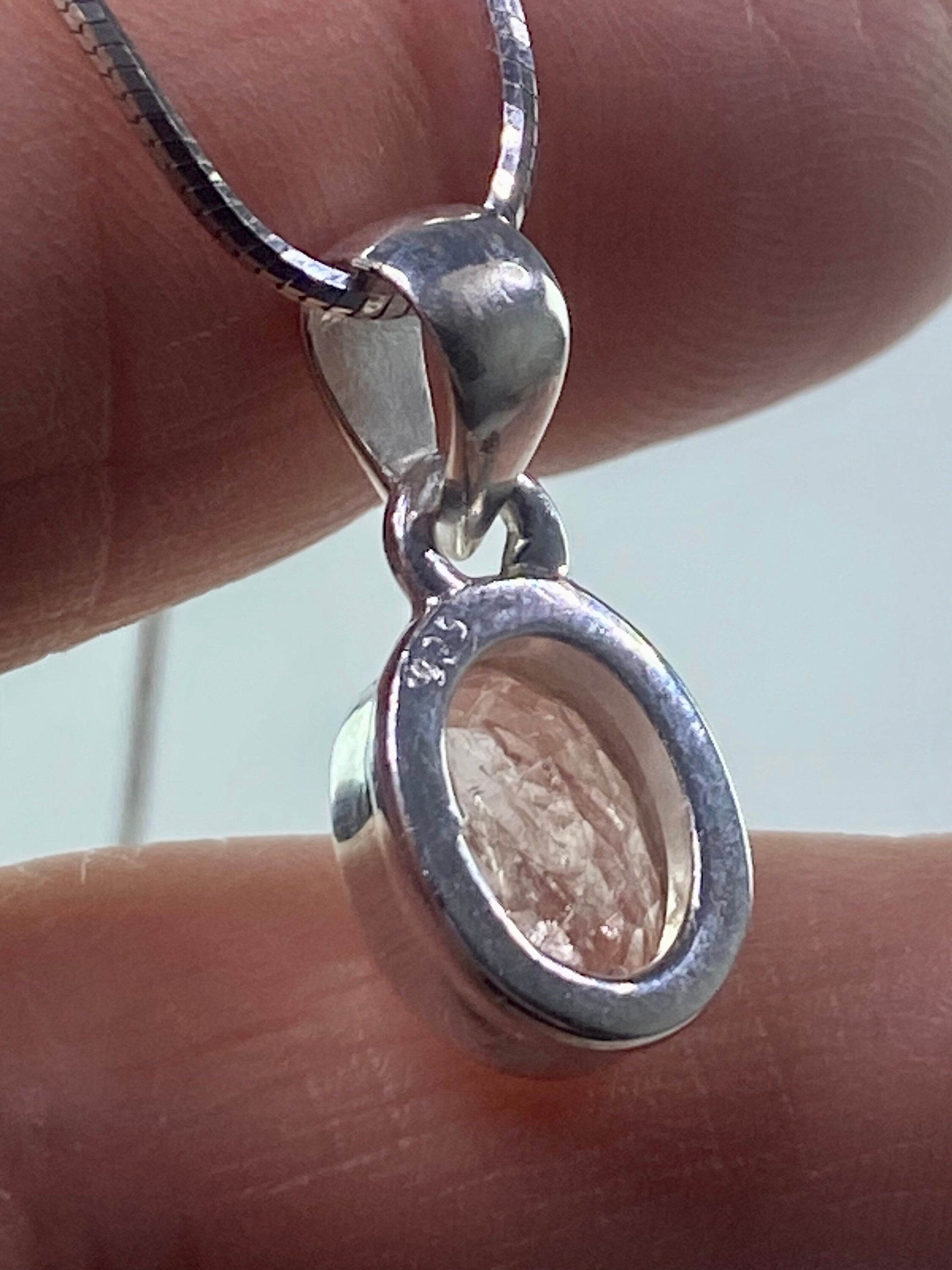 Faceted Morganite and Sterling Silver Pendant