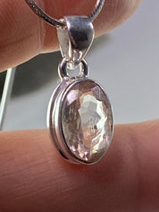 Faceted Morganite and Sterling Silver Pendant