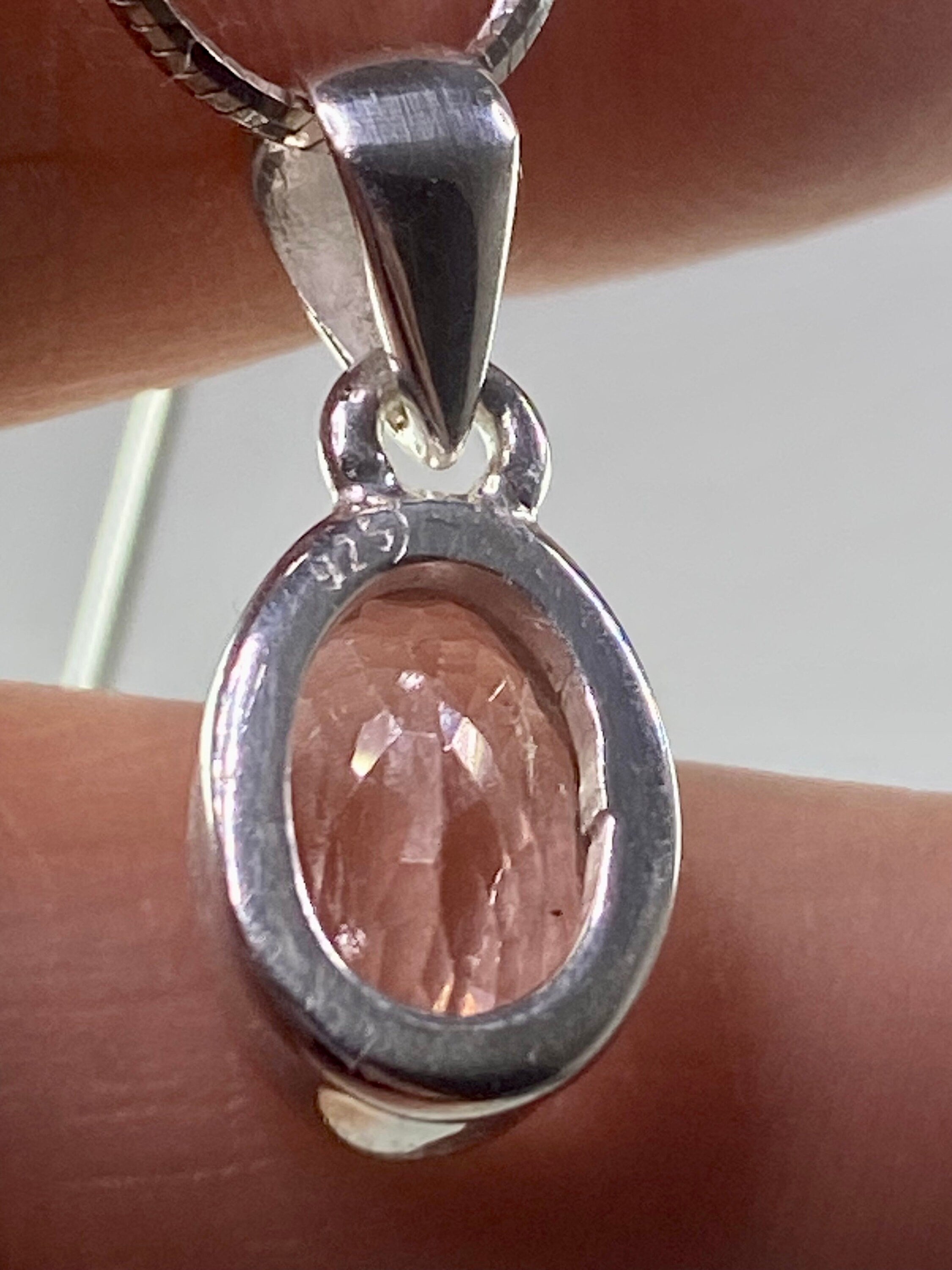 Faceted Morganite and Sterling Silver Pendant