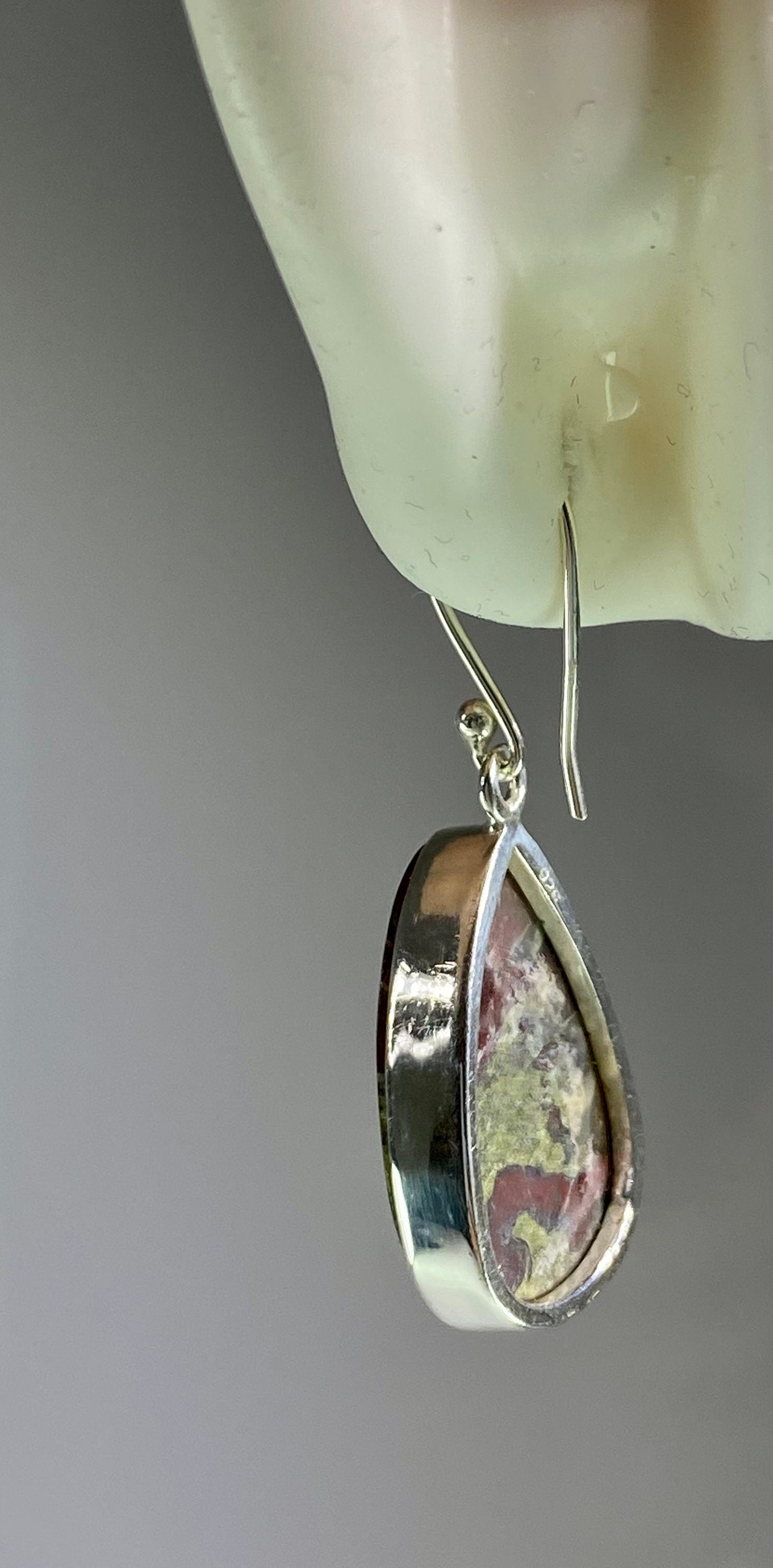 Natural Dragon Bloodstone Sterling Silver Dangle Earrings