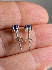 Raw Sapphire and Silver Stud Earrings