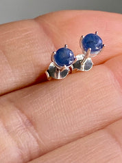 Raw Sapphire and Silver Stud Earrings