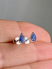 Raw Sapphire and Silver Stud Earrings