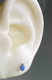 Raw Sapphire and Silver Stud Earrings