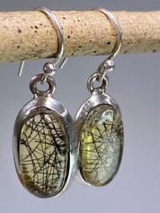 Black Rutilated Quartz and Silver Earrings