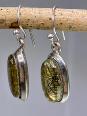 Black Rutilated Quartz and Silver Earrings