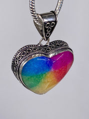 Rainbow Solar Quartz and Silver Pendant Including the Classic Snake Chain
