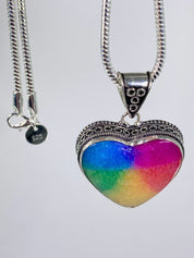 Rainbow Solar Quartz and Silver Pendant Including the Classic Snake Chain