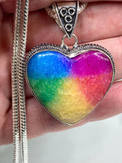 Rainbow Solar Quartz and Silver Pendant Including the Classic Snake Chain