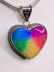 Rainbow Solar Quartz and Silver Pendant Including the Classic Snake Chain