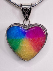 Rainbow Solar Quartz and Silver Pendant Including the Classic Snake Chain