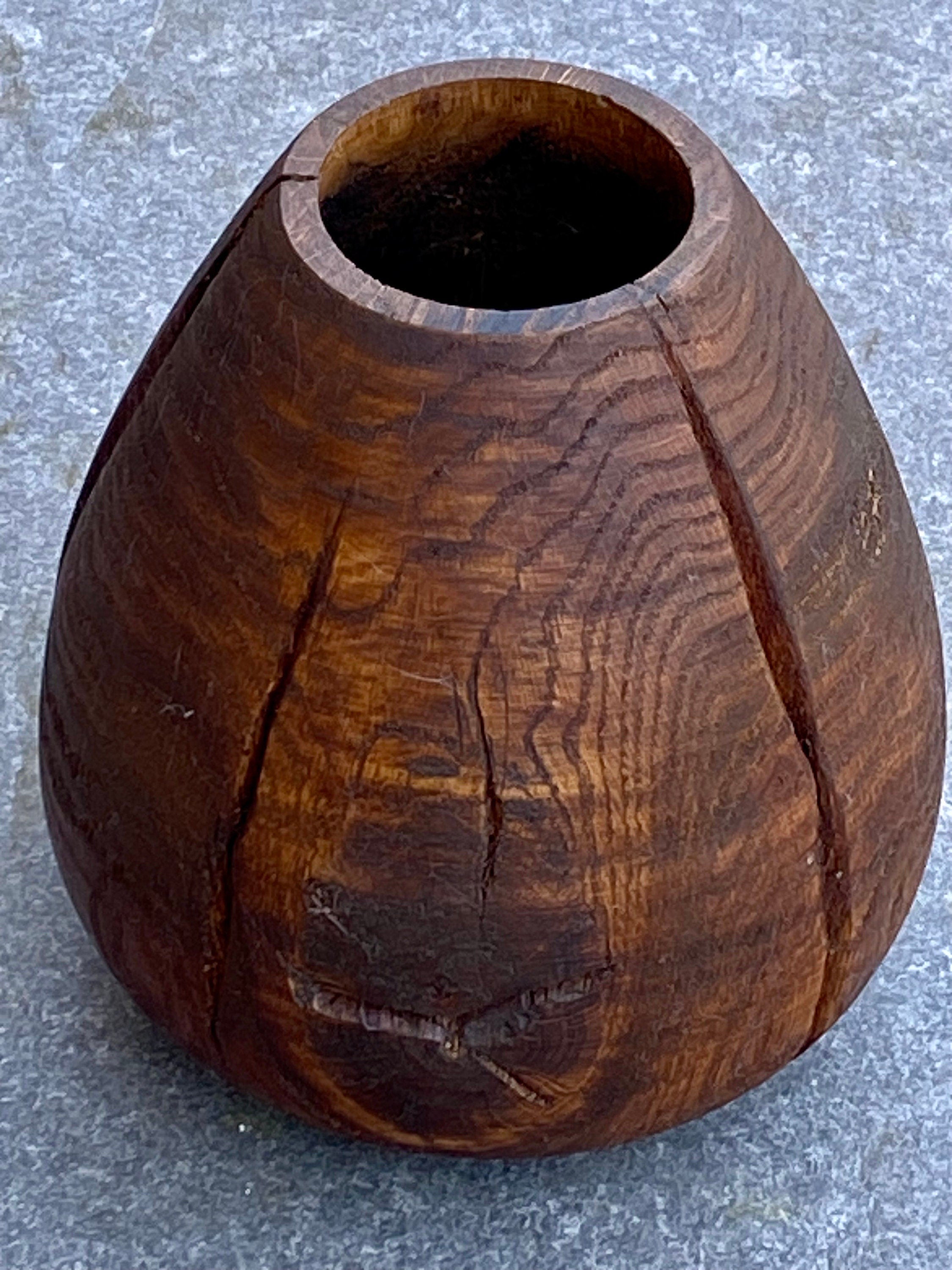 Hand Turned Oak Wood Vase – Wabi-Sabi Sculpture
