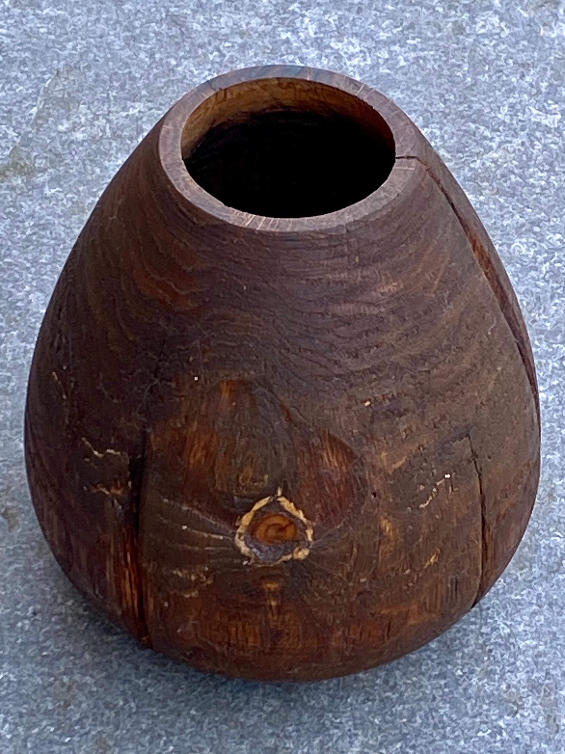 Solid Oak Wood Vase