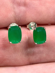 Raw Emerald and Silver Studs