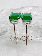 Raw Emerald and Silver Studs