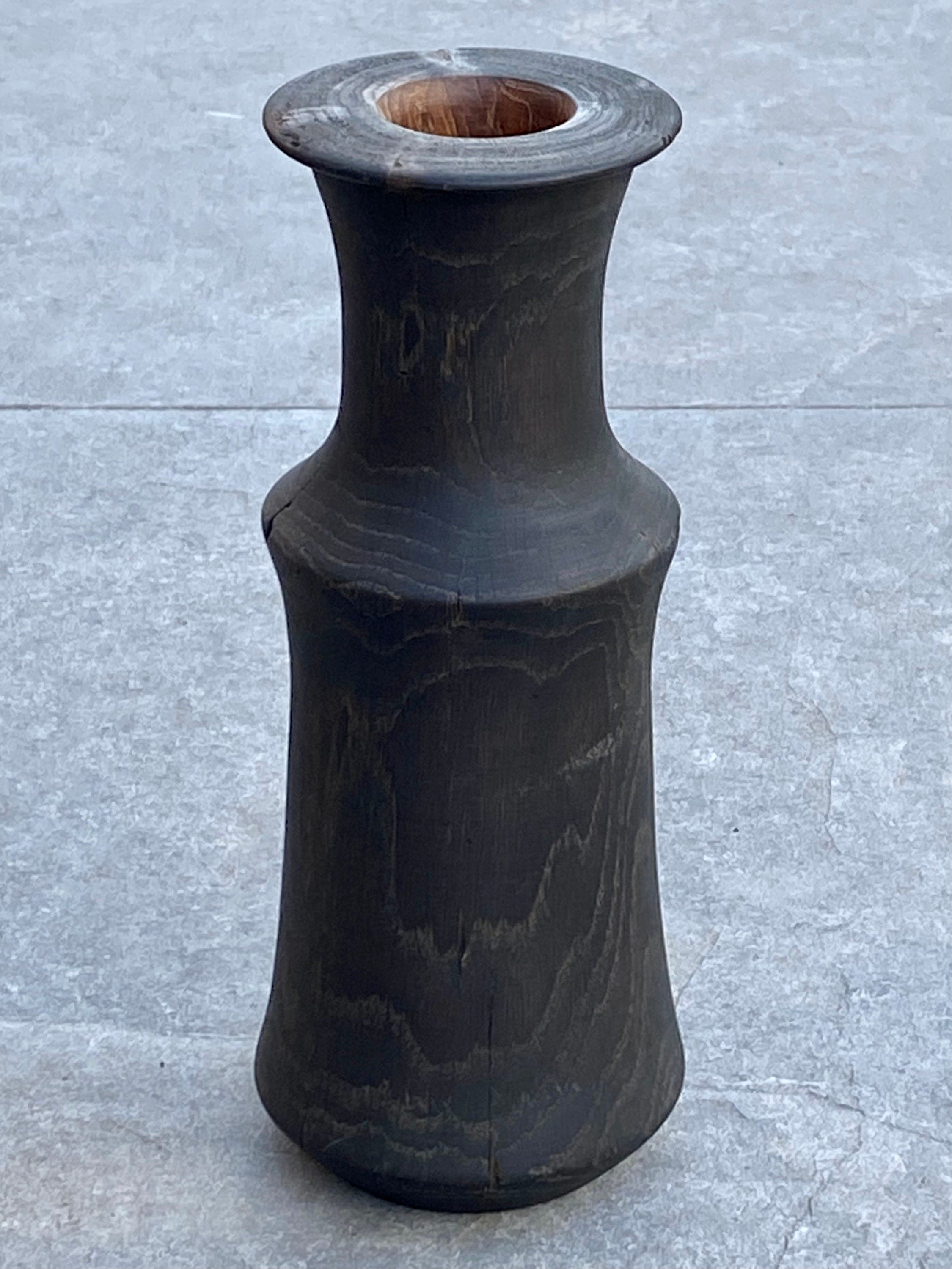 Solid Oak Wood Vase