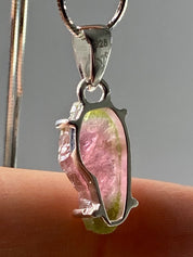 Watermelon Tourmaline Slice Silver pendant