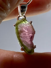 Watermelon Tourmaline Slice Silver pendant