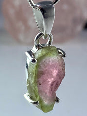 Watermelon Tourmaline Slice Silver pendant