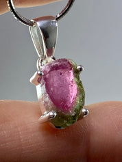 Watermelon Tourmaline Slice Silver pendant