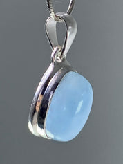 High Quality Natural Aquamarine and Silver Pendant