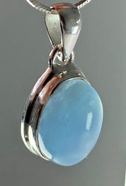 High Quality Natural Aquamarine and Silver Pendant