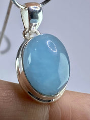 High Quality Natural Aquamarine and Silver Pendant