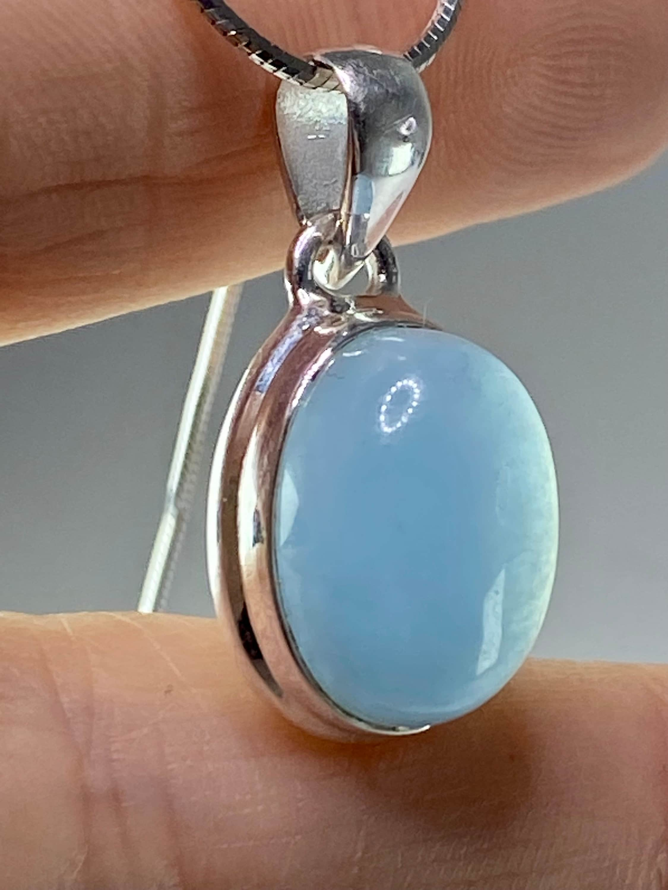 High Quality Natural Aquamarine and Silver Pendant