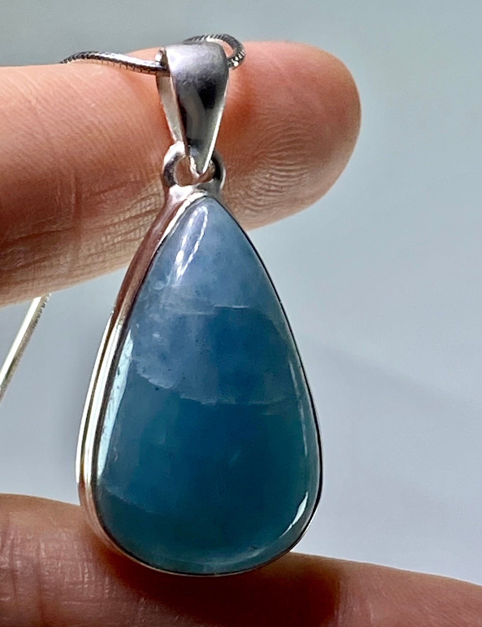 Natural Aquamarine and silver Pendant