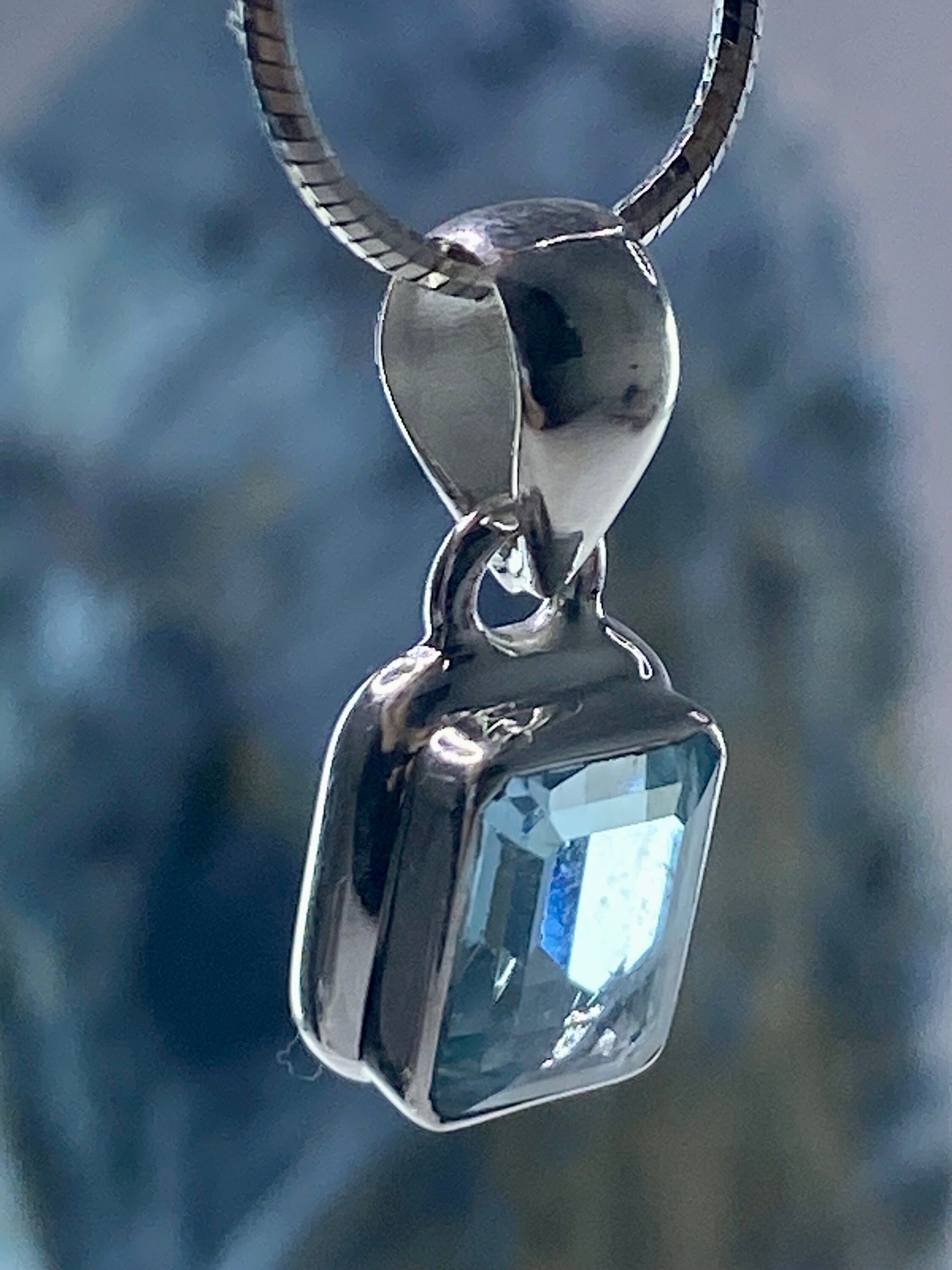 Blue Topaz and Silver Pendant