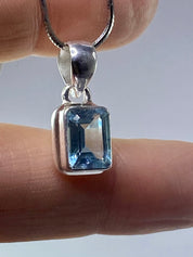 Blue Topaz and Silver Pendant