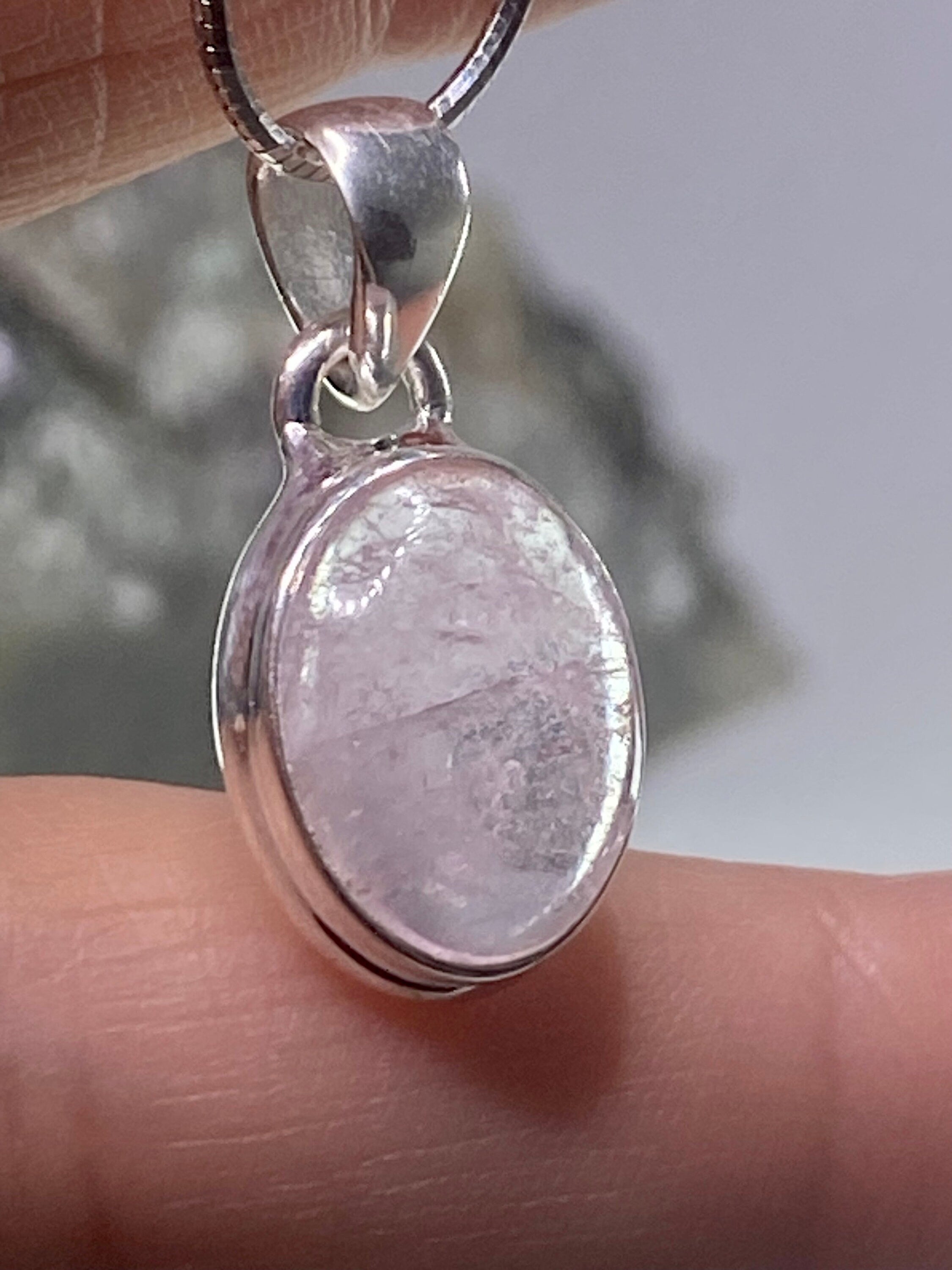 Natural Morganite and Sterling Silver Pendant