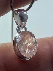 Faceted Morganite and Sterling Silver Pendant