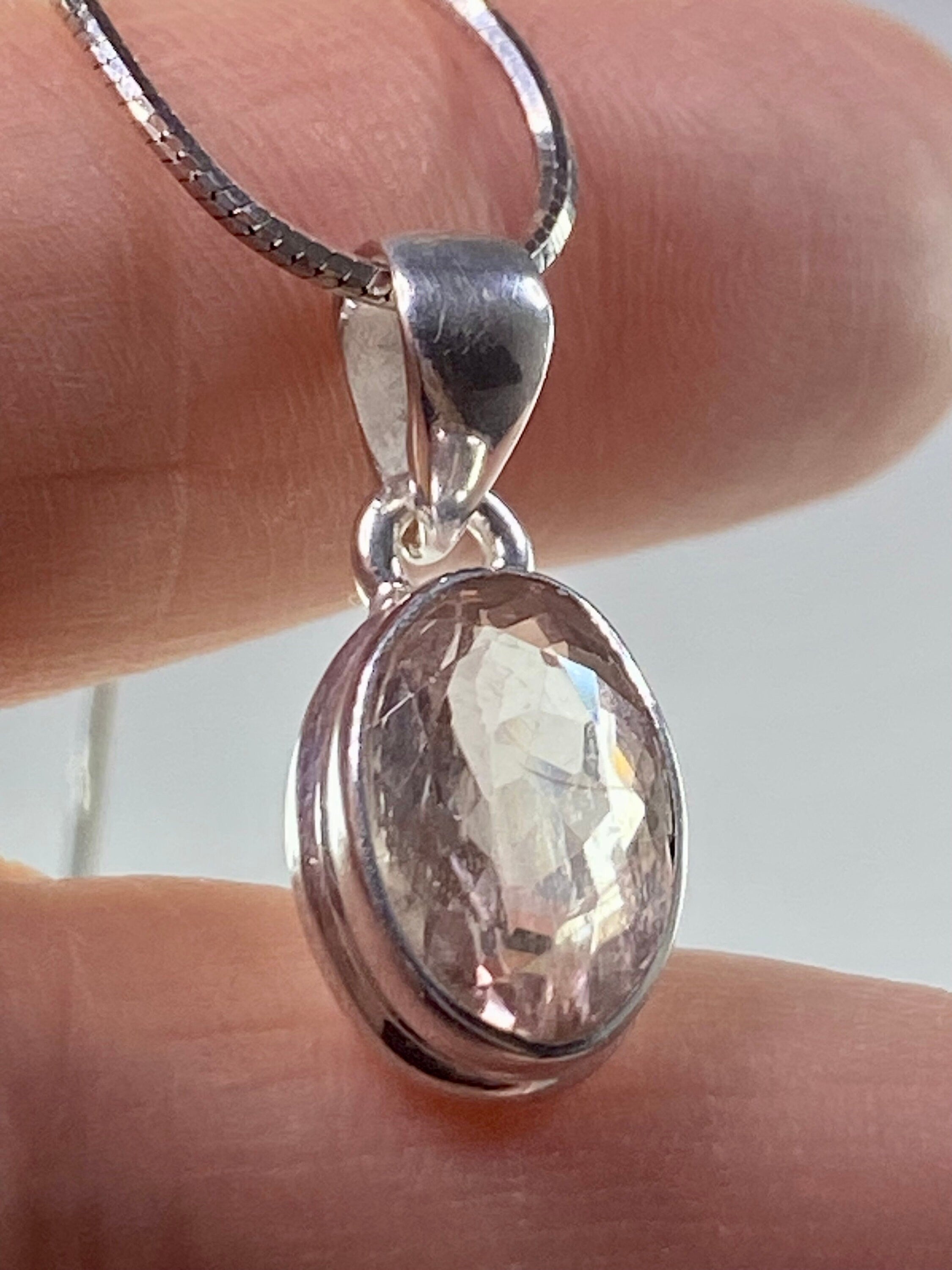 Faceted Morganite and Sterling Silver Pendant