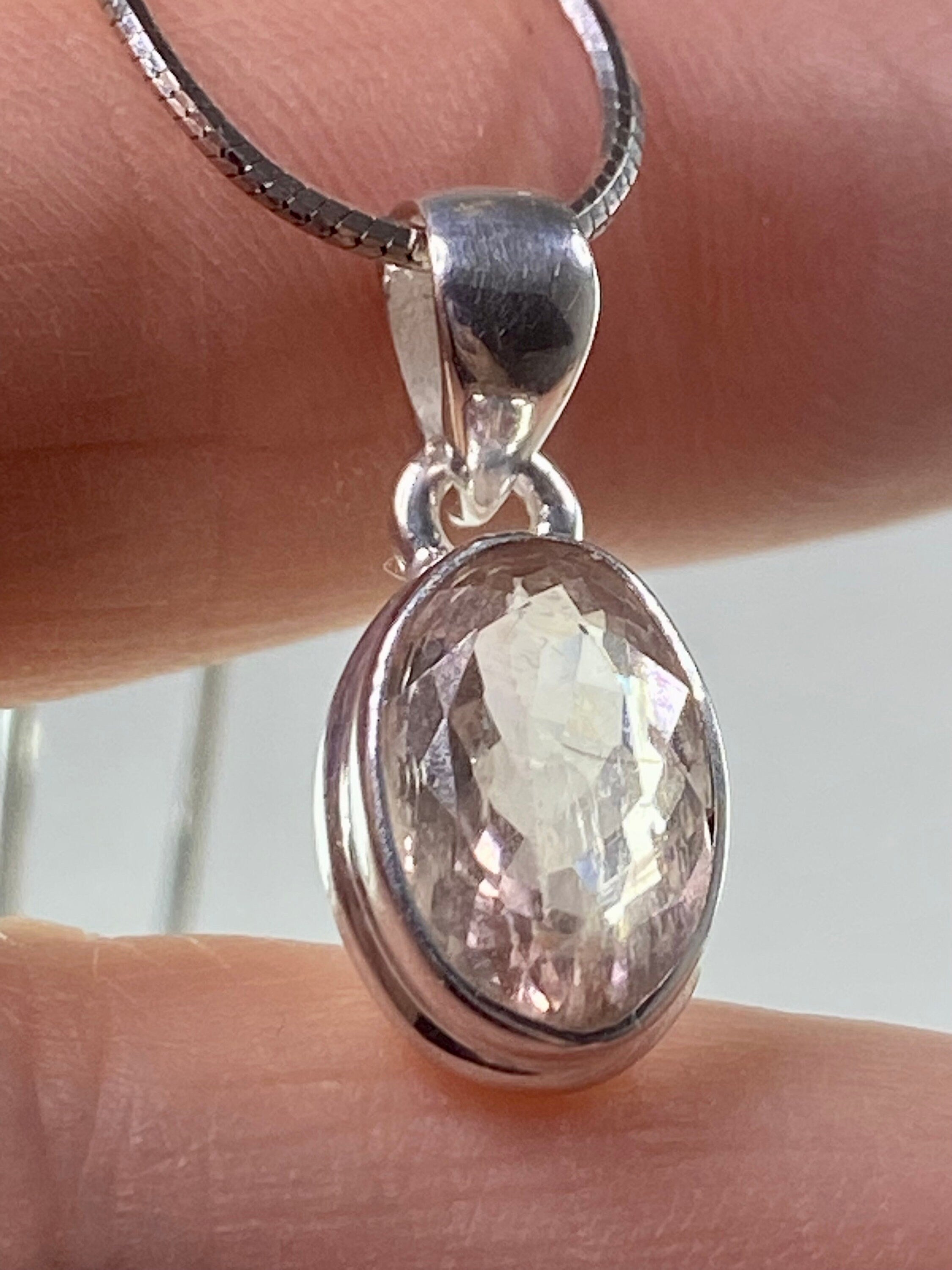 Faceted Morganite and Sterling Silver Pendant