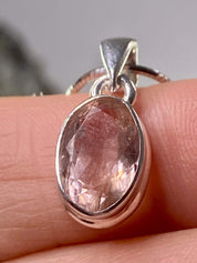 Faceted Morganite and Sterling Silver Pendant