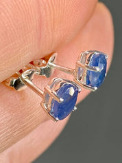 Raw Sapphire and Silver Stud Earrings