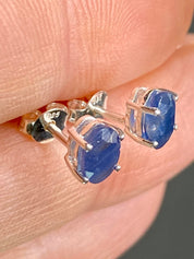 Raw Sapphire and Silver Stud Earrings