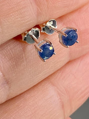 Raw Sapphire and Silver Stud Earrings