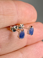 Raw Sapphire and Silver Stud Earrings