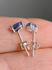 Raw Sapphire and Silver Stud Earrings